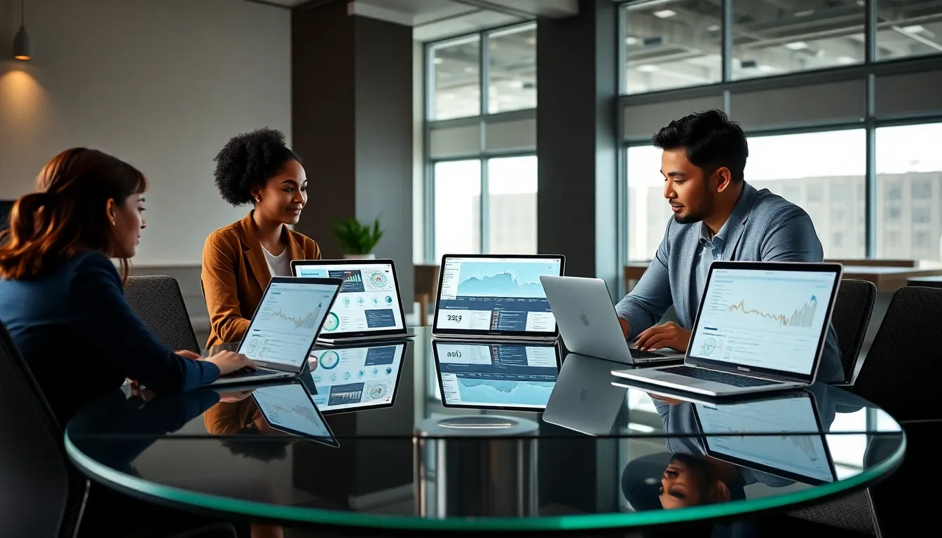 diverse team discussing data management strategies in a modern office.
